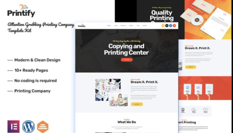 Printify - Printing Company Elementor Template Kit