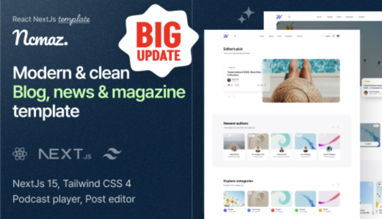 Ncmaz - Blog, News Magazine NextJs React Template