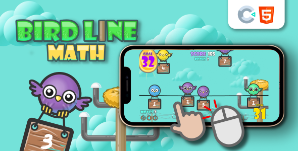 Bird Line Math - HTML5 Math Game (Construct 3)