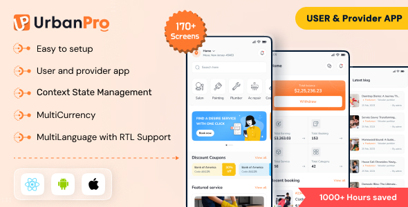 UrbanPro - On Demand Home Service App | UrbanClap Clone | ReactNative UI Kit Template