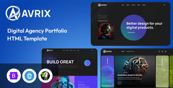 Avrix – Digital Agency & Creative Portfolio WordPress Theme
