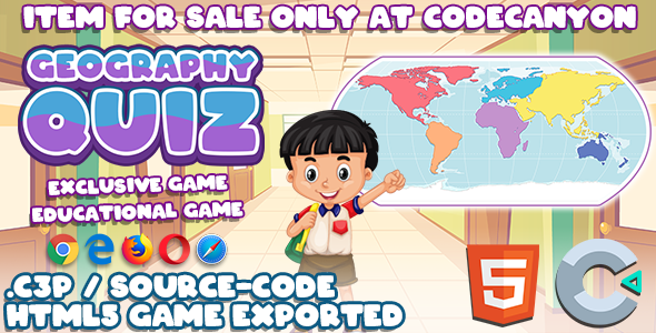 Geography QUIZ - HTML5 Game - With Construct 3 File