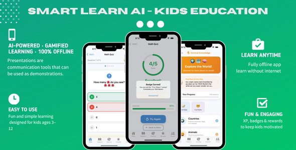 SmartLearn AI — Kids Education App with Adaptive Learning, Gamification & Drawing | iOS SwiftUI 2 SmartLearn AI — Kids Education App with Adaptive Learning, Gamification & Drawing | iOS SwiftUI