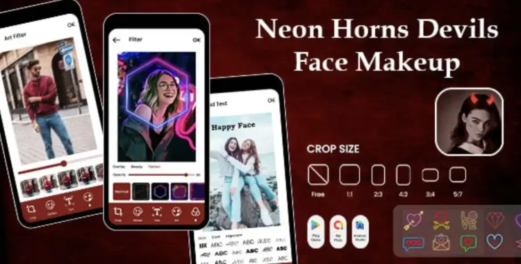 Neon Horns Devils Face Makeup Editor - Neon Horns Devil Face
