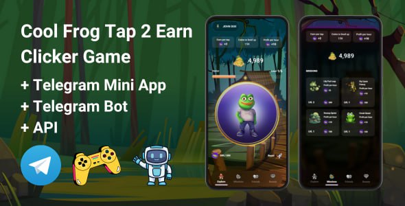 CoolFrog Tap2Earn Clicker Game With Telegram Mini App + API + Bot 2 CoolFrog Tap2Earn Clicker Game With Telegram Mini App + API + Bot