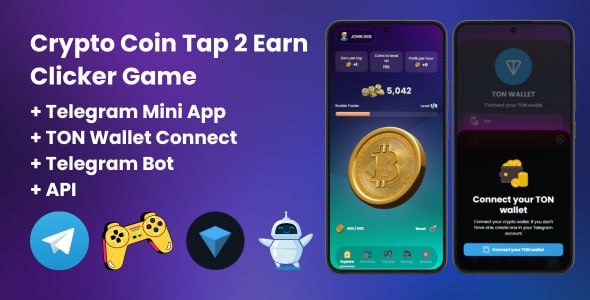 Crypto Coin Tap-2-Earn Clicker Game With Telegram Mini App + API + Bot + TON Wallet Connect 2 Crypto Coin Tap-2-Earn Clicker Game With Telegram Mini App + API + Bot + TON Wallet Connect