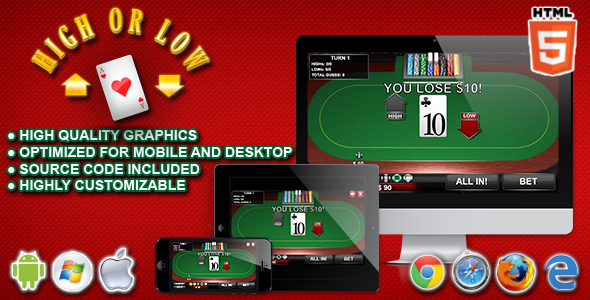 High or Low - HTML5 Casino Game 2 High or Low - HTML5 Casino Game