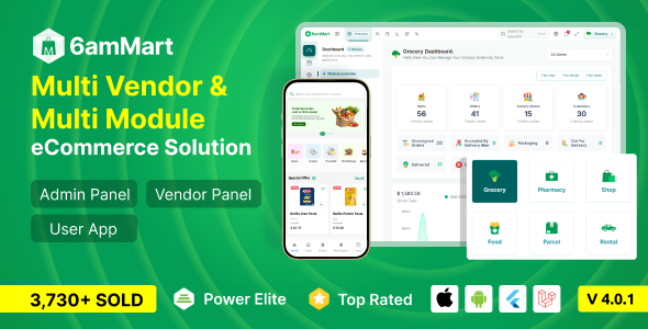 6amMart - Multivendor Food, Grocery, eCommerce, Parcel, Pharmacy delivery app with Admin & Website