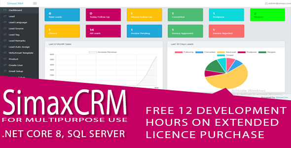 Simax CRM - Multipurpose CRM in Dot Net Core 8
