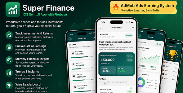 Super Finance | Investment Tracker and Goals | iOS SwiftUI App