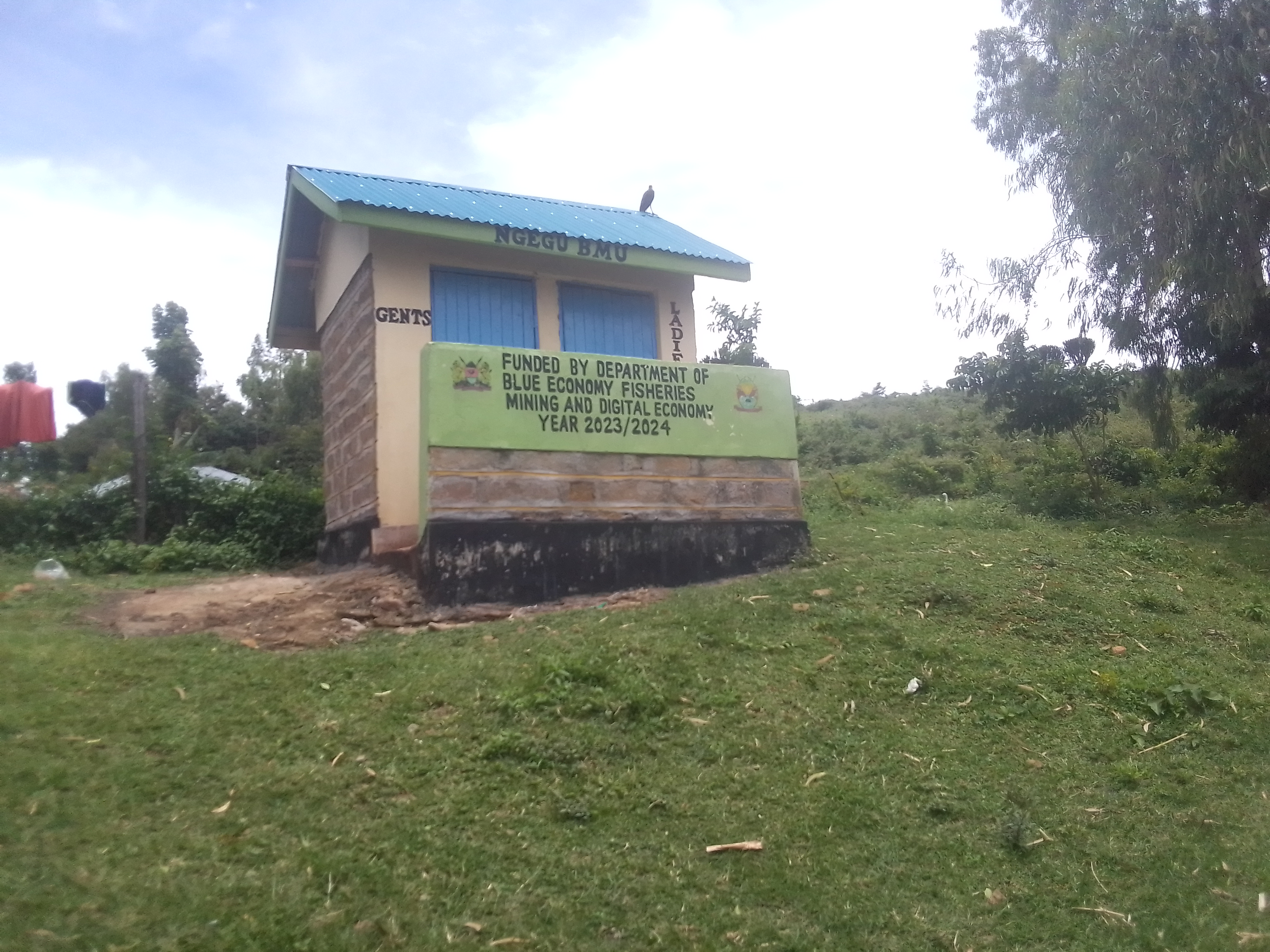 Construction of 2door pit latrine at Ngegu beach.