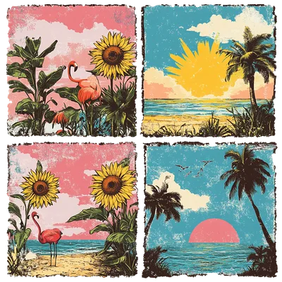 Retro Beach Postcards