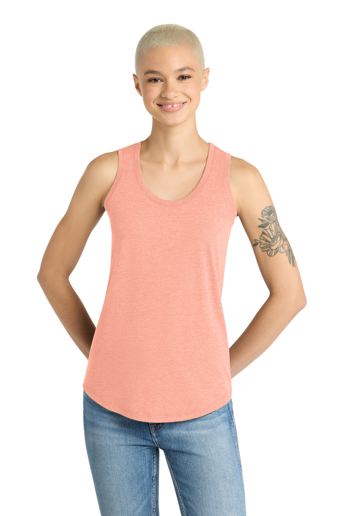 District DM138L — Heathered Dusty Peach front
