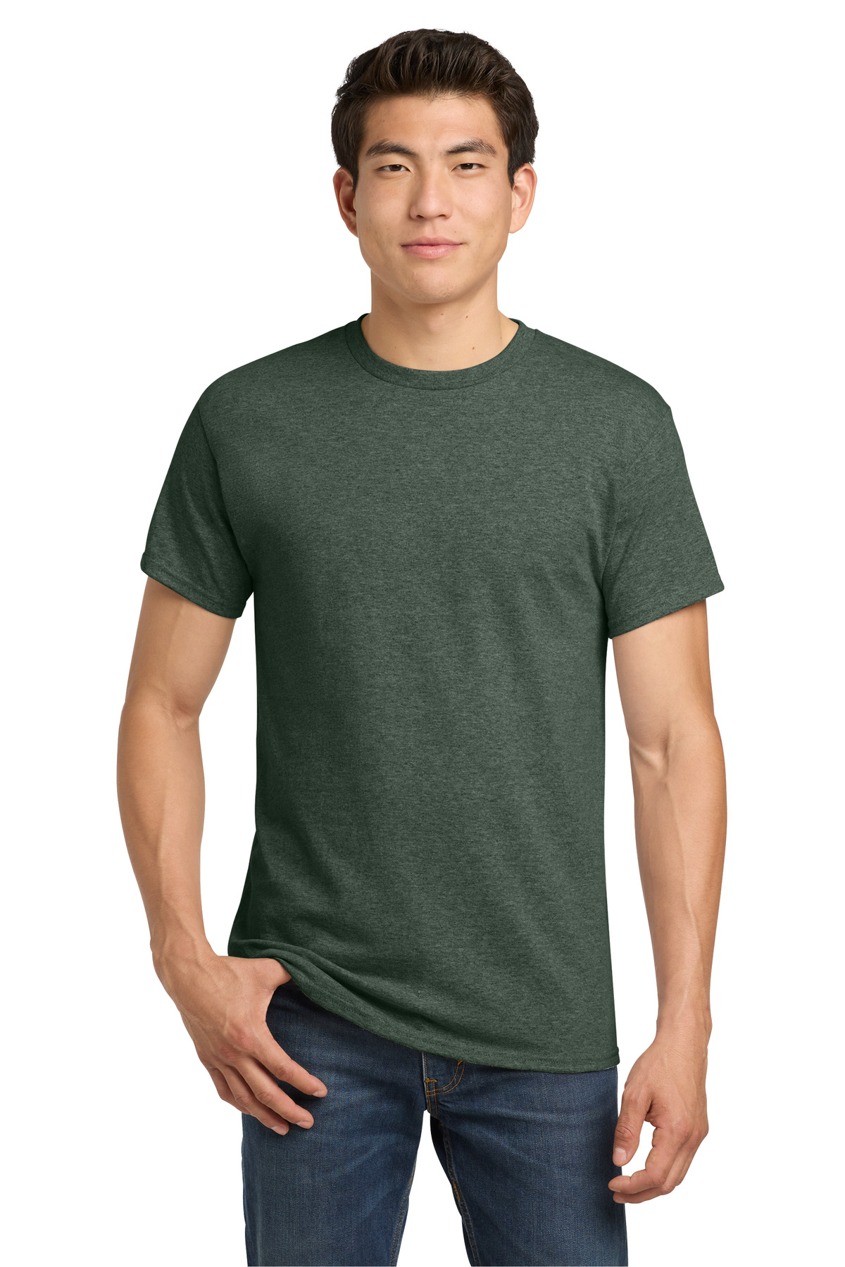 Gildan 5000 — Heather Military Green front