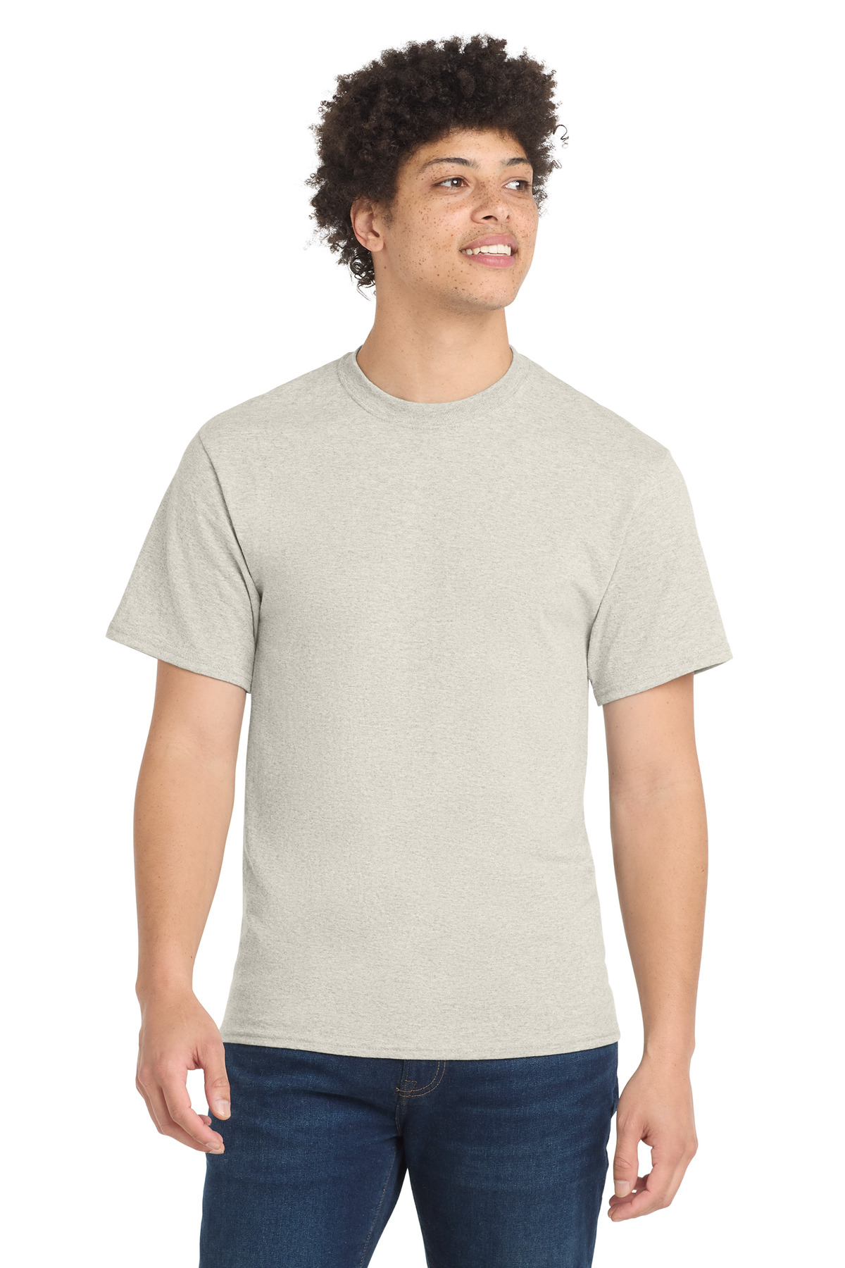 Port & Co PC55 — Oatmeal Heather front