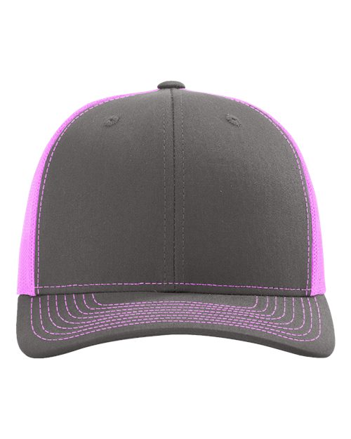 Richardson 112 — Charcoal Neon Pink front