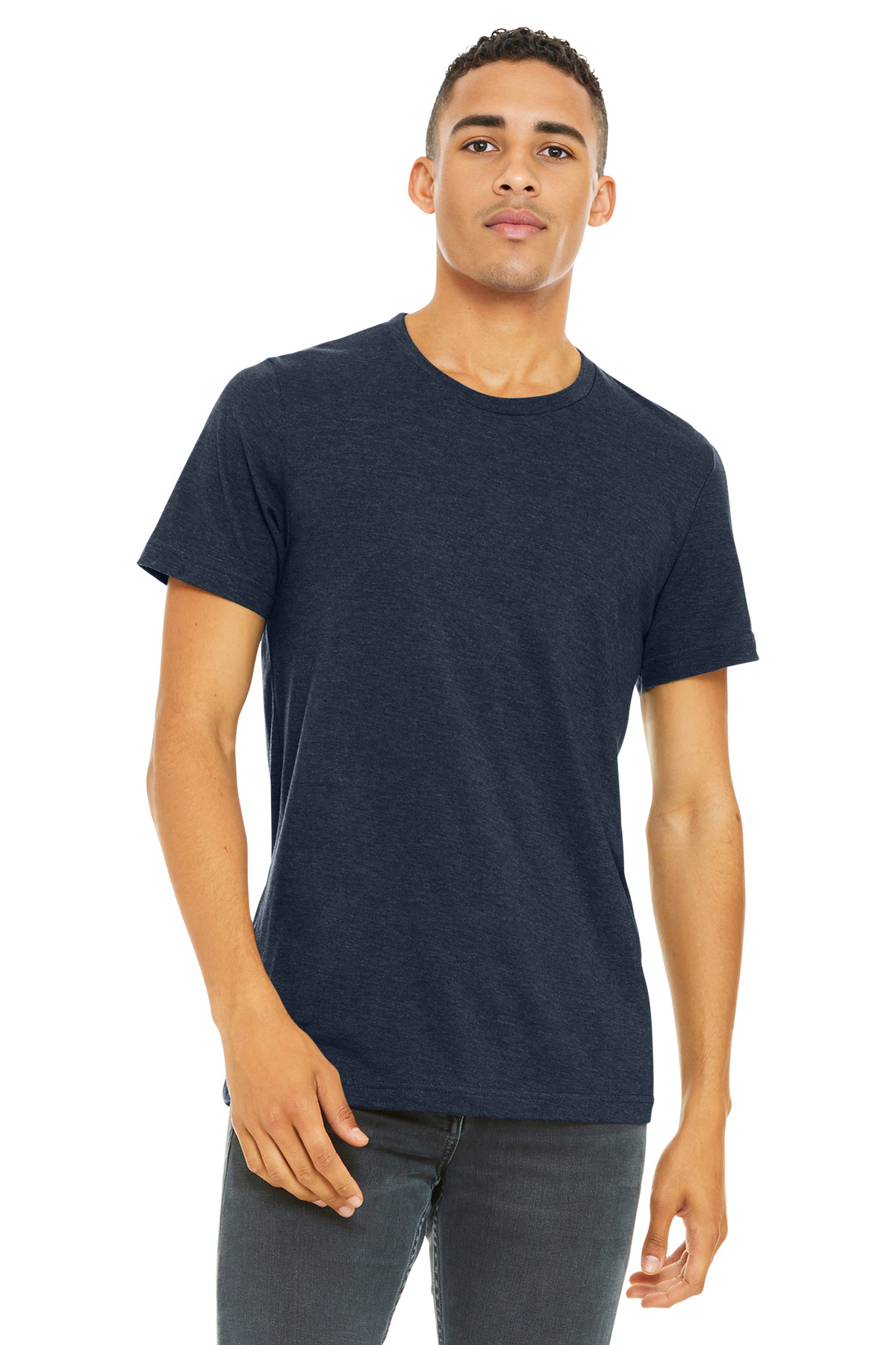 Bella + Canvas 3001CVC — Heather Midnight Navy front