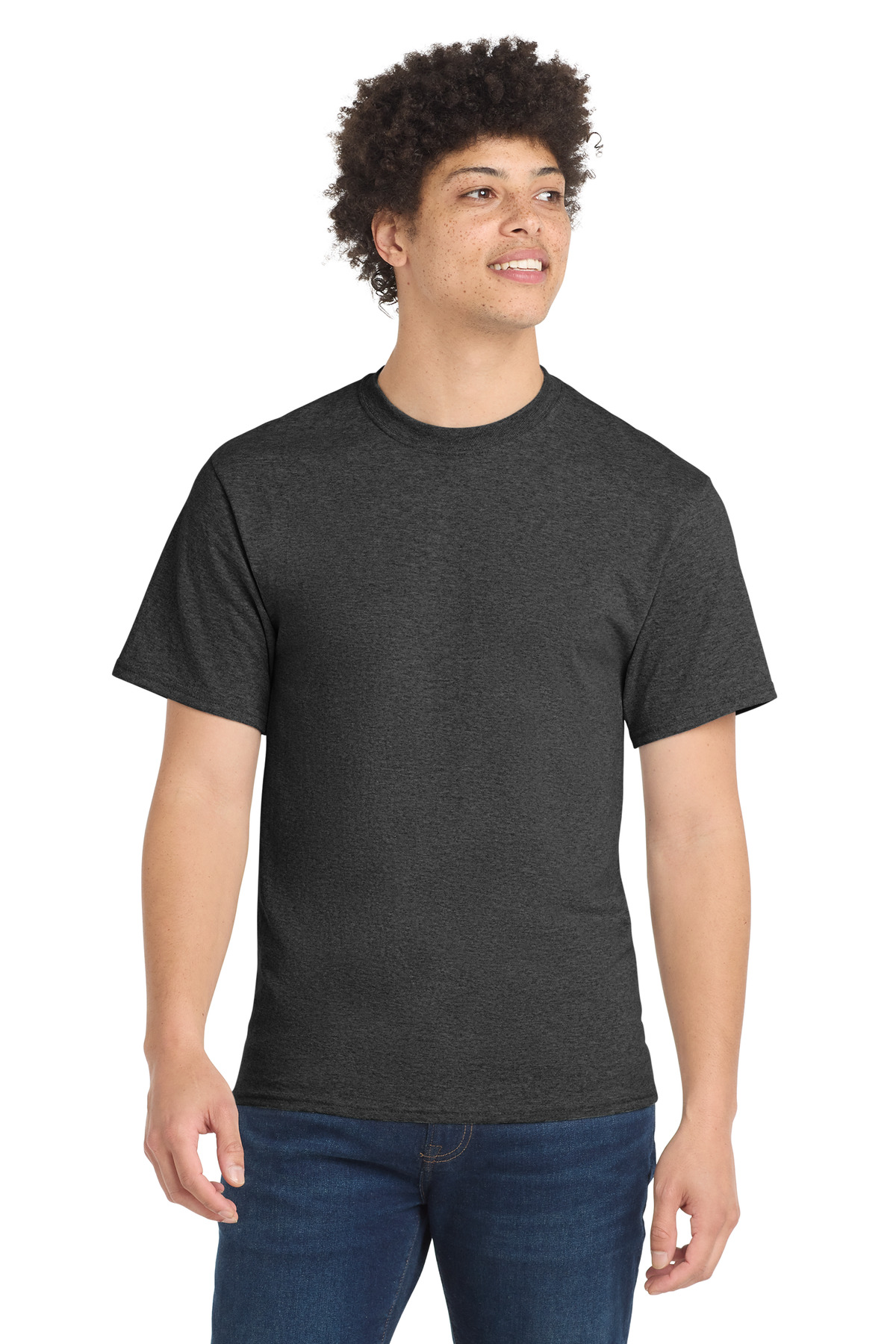 Port & Co PC55 — Dark Heather Grey front