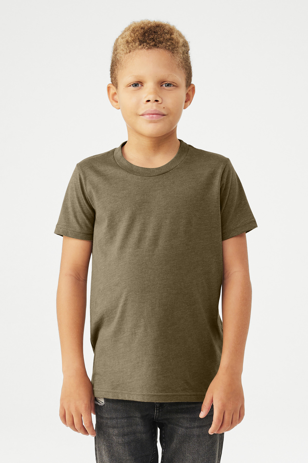 Bella + Canvas 3001YCVC — Heather Olive front