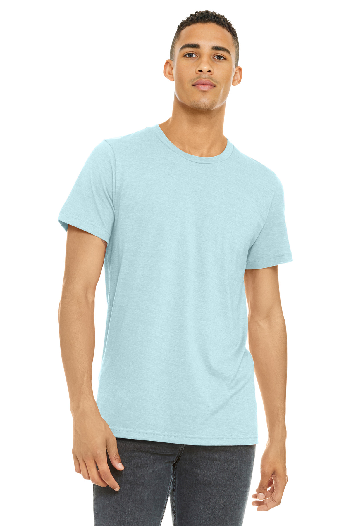 Bella + Canvas 3001CVC — Heather Ice Blue front