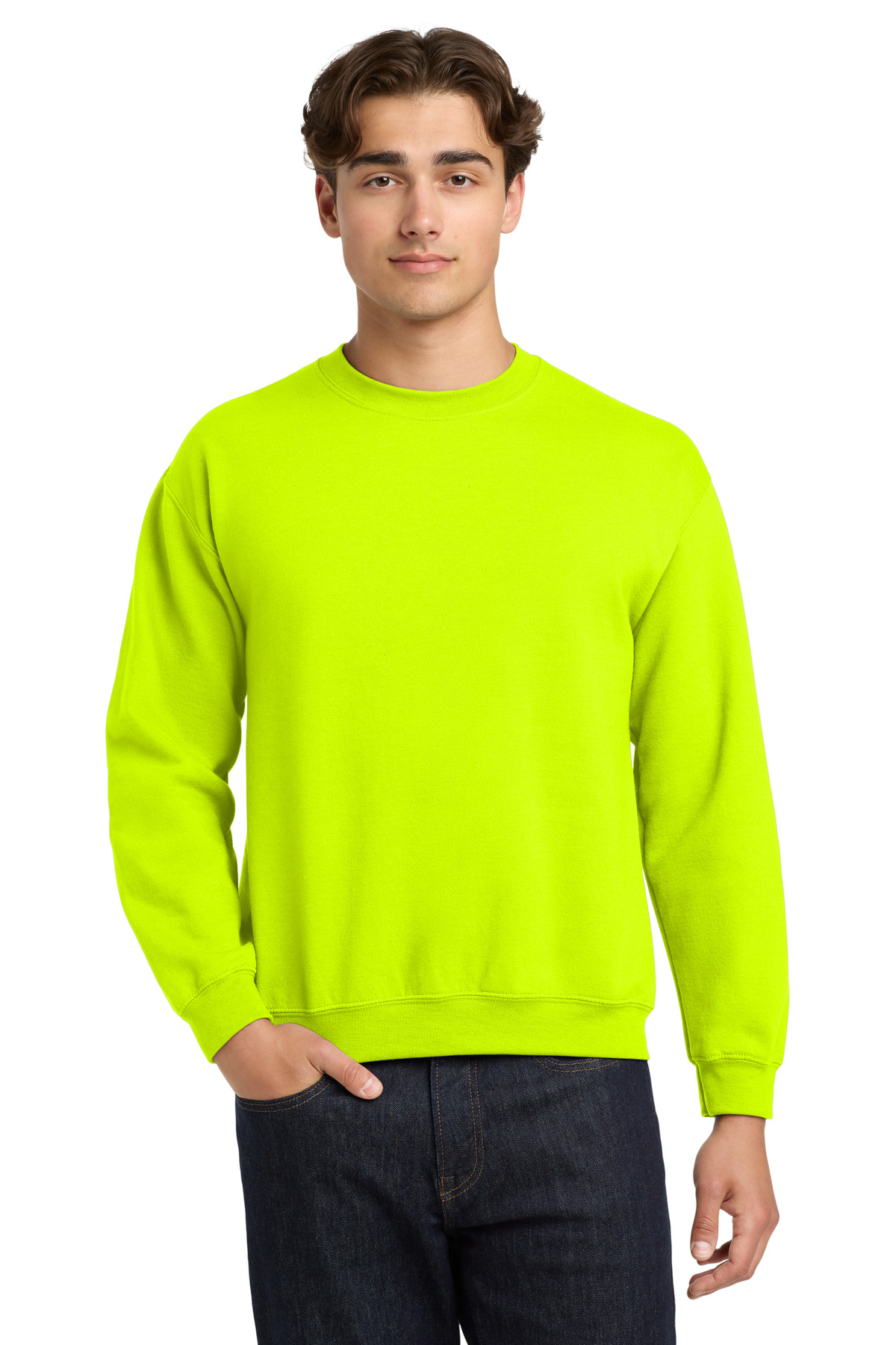 Gildan 18000 — Safety Green front