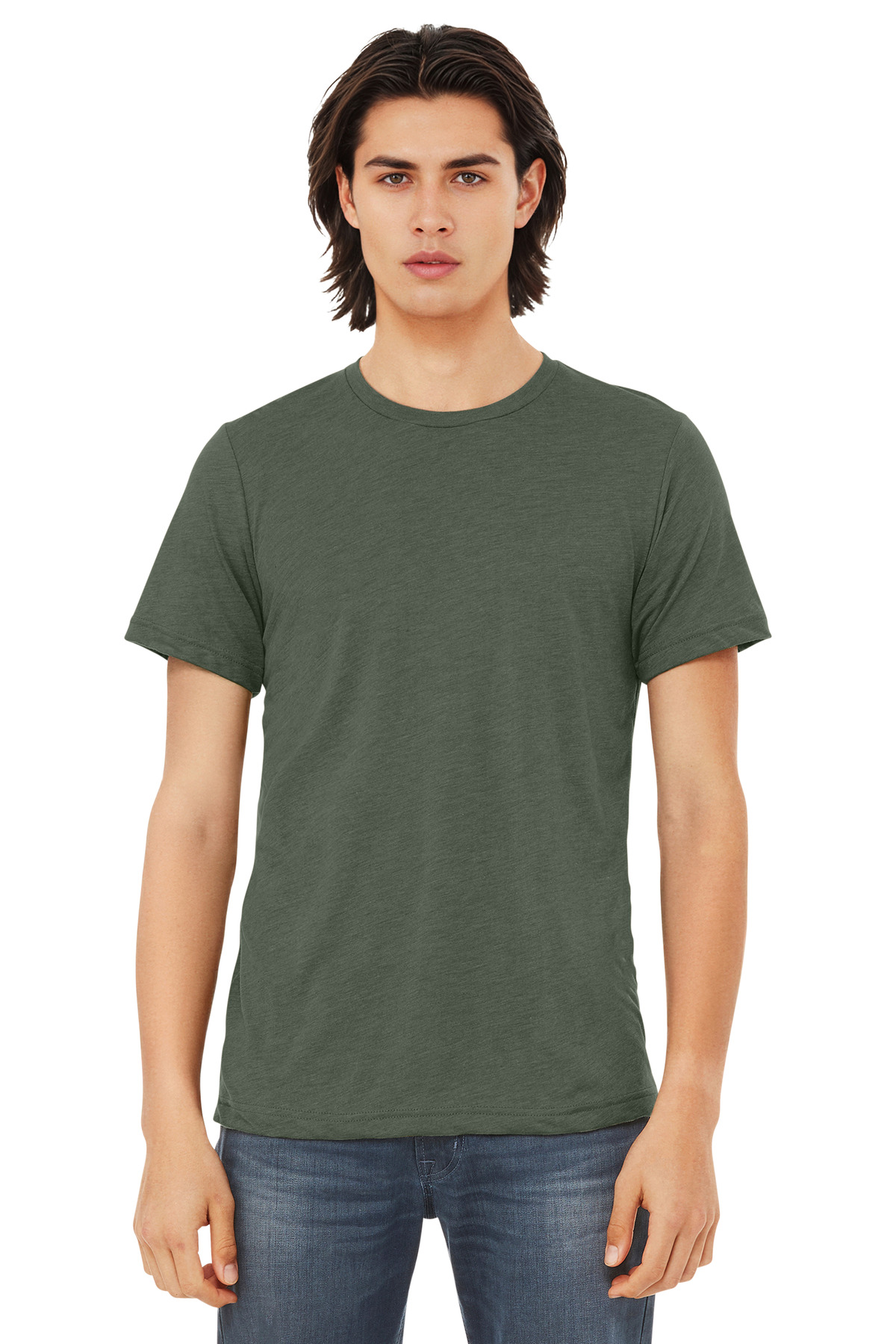 Bella + Canvas 3413 — Military Green Triblend front