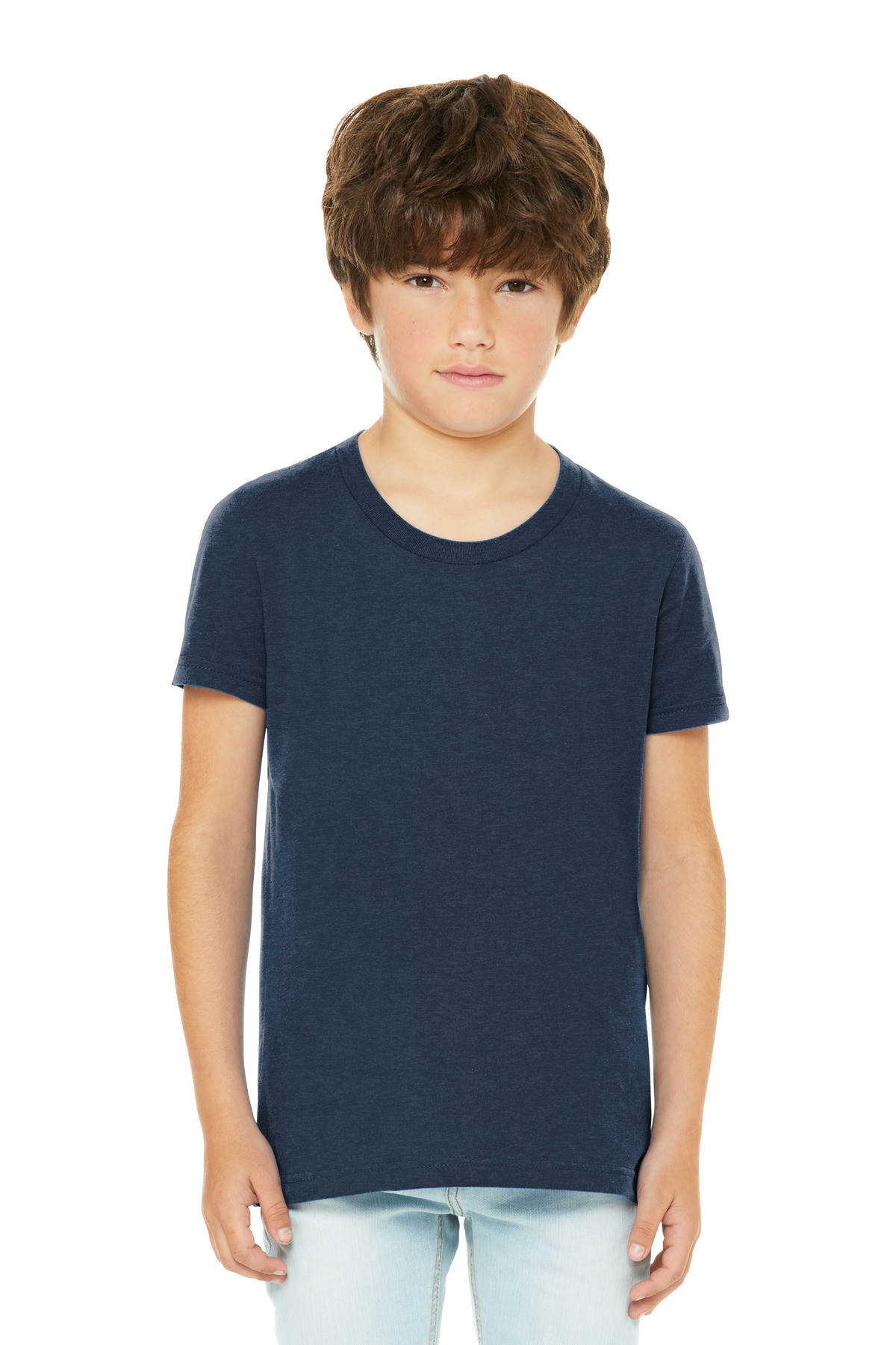 Bella + Canvas 3001YCVC — Heather Navy front