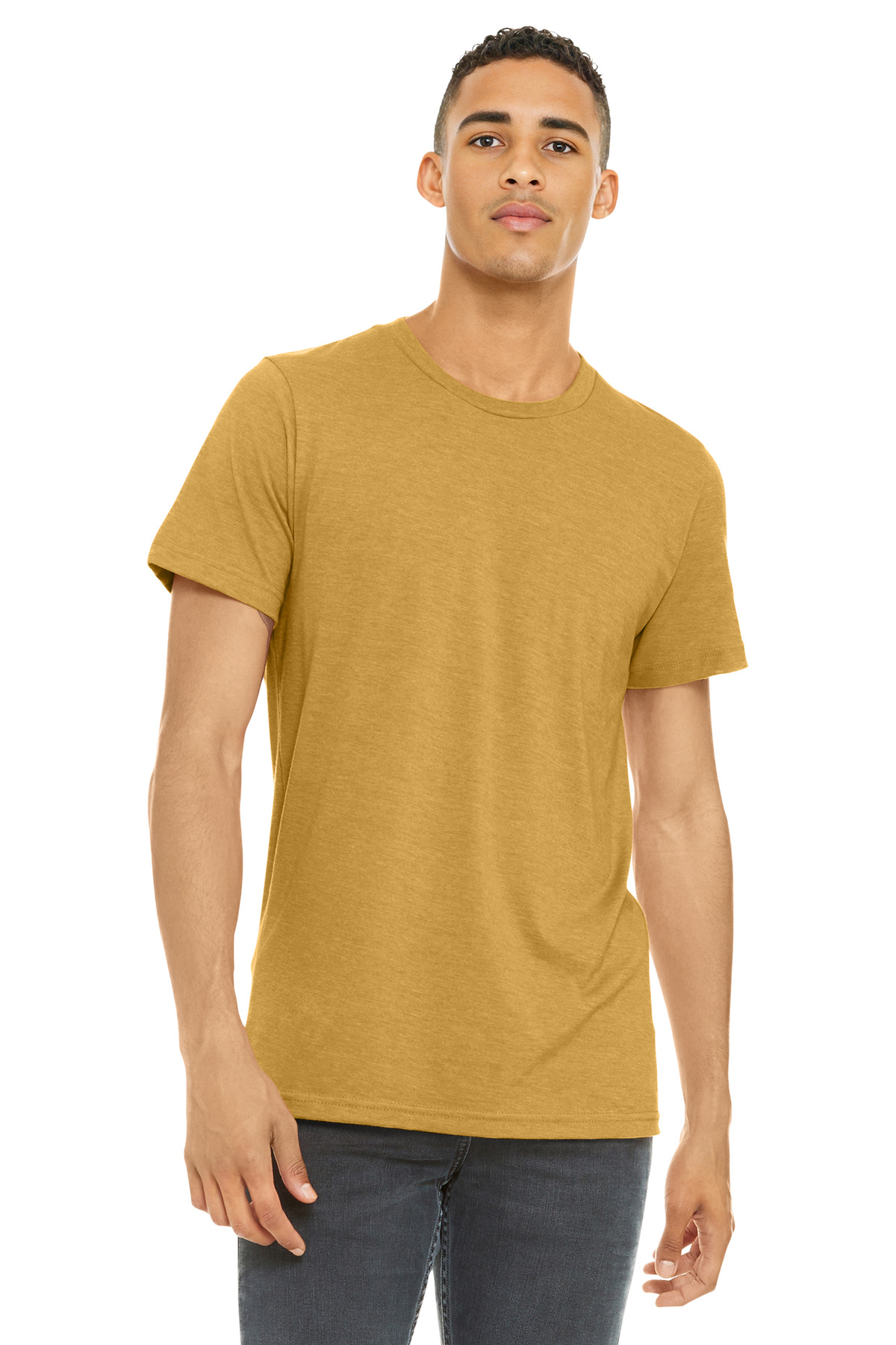 Bella + Canvas 3001CVC — Heather Mustard front