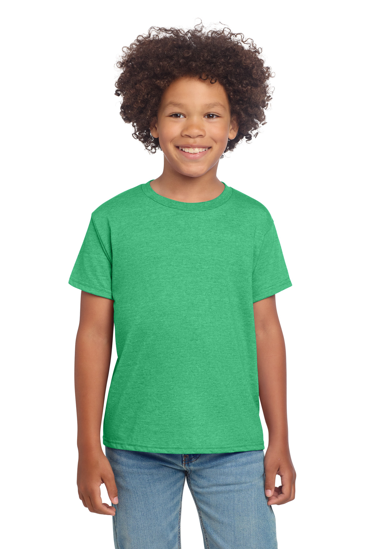 Gildan 64000B — Heather Irish Green front