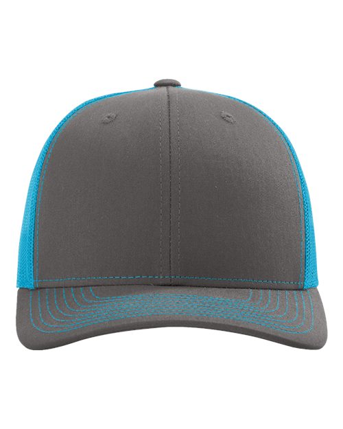 Richardson 112 — Charcoal Neon Blue front