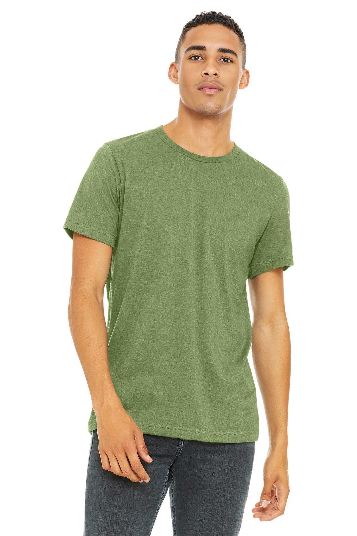 Bella + Canvas 3001CVC — Heather Green front