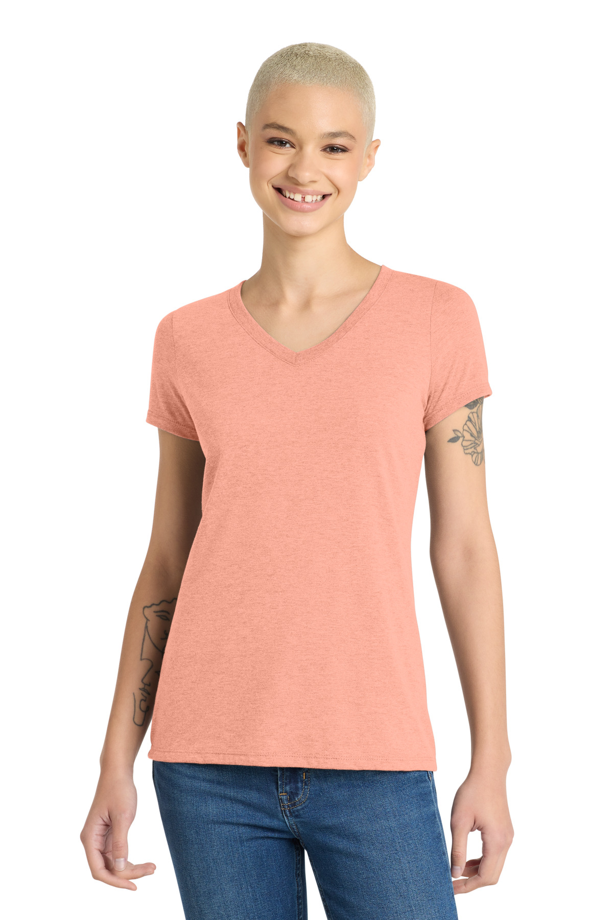 District DM1350L — Heathered Dusty Peach front