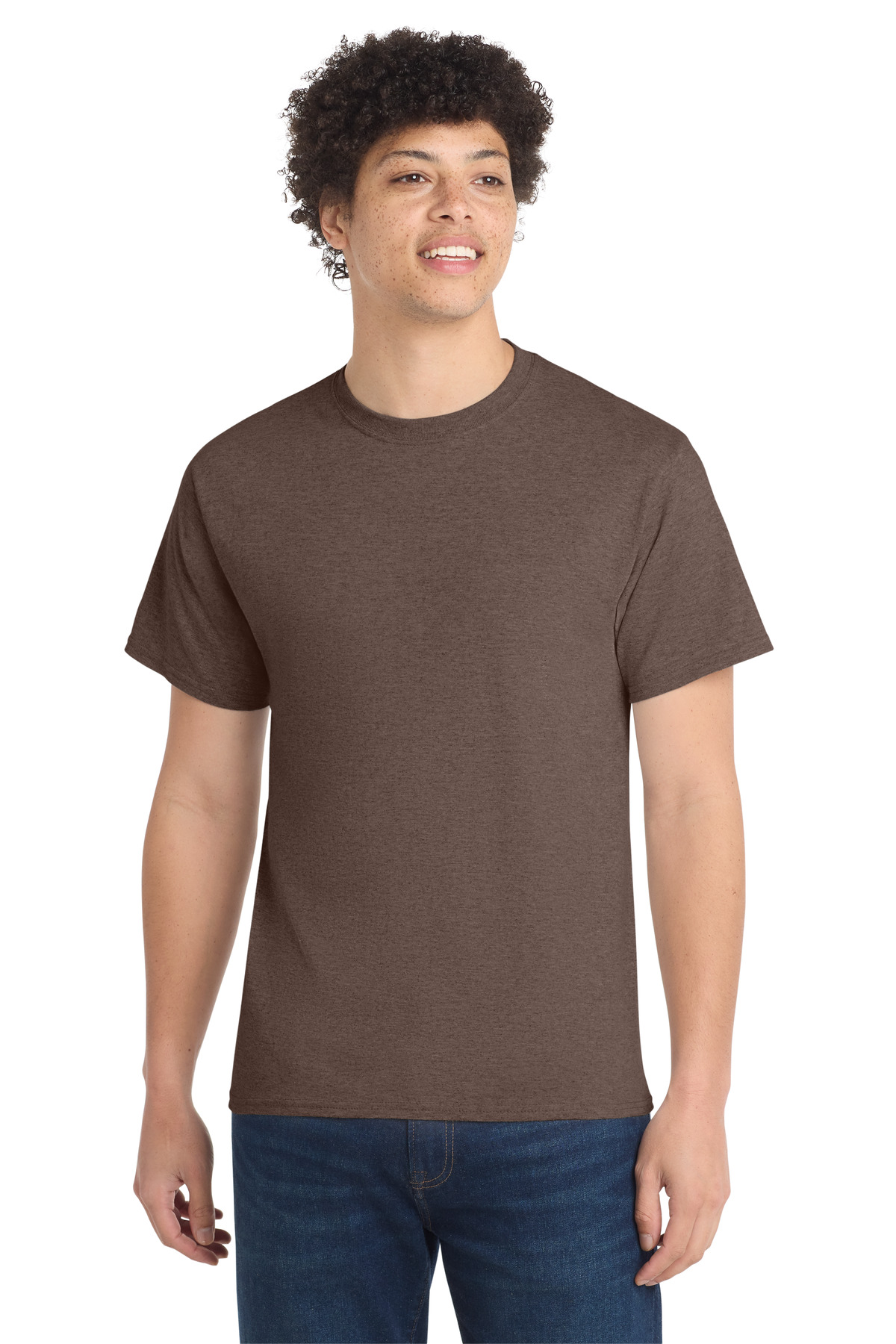 Port & Co PC54 — Heather Dark Chocolate Brown front