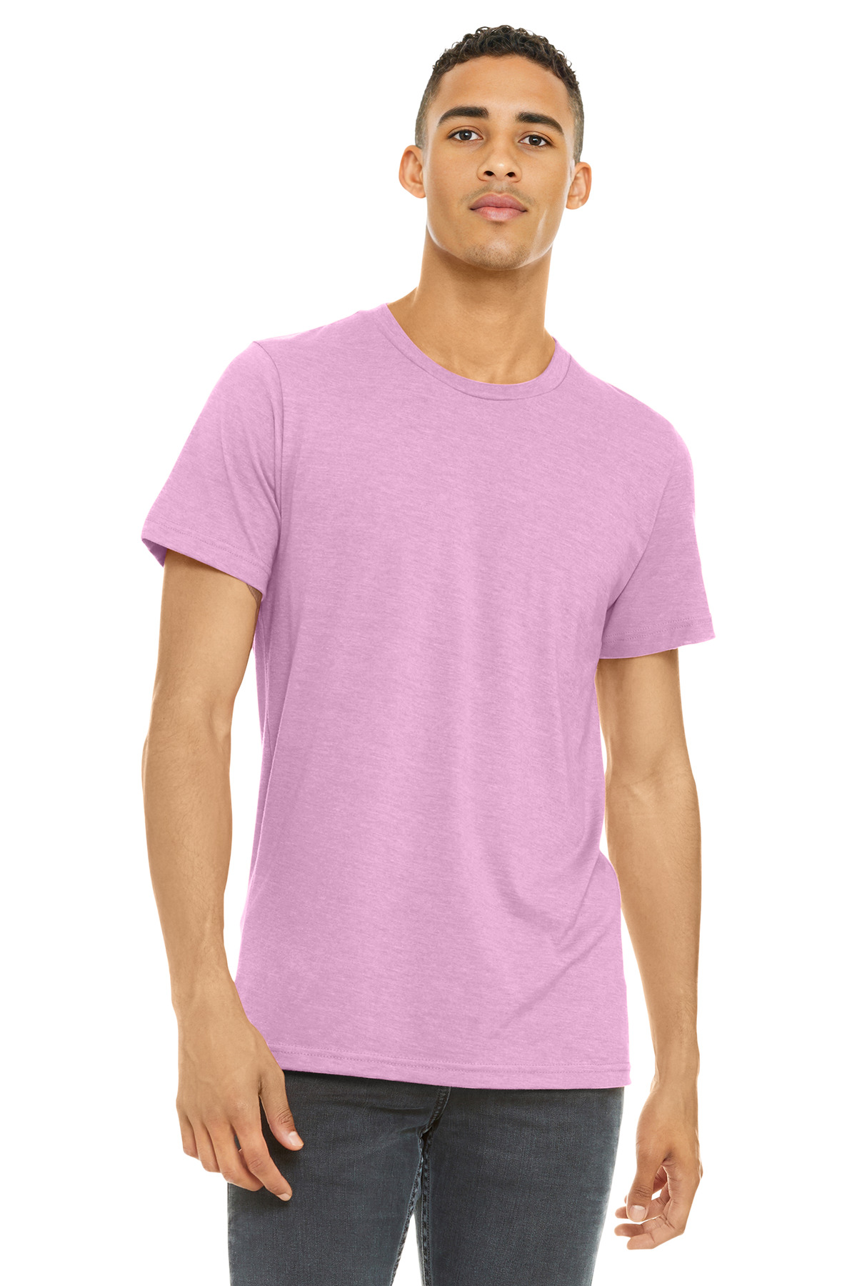 Bella + Canvas 3001CVC — Heather Bubble Gum front