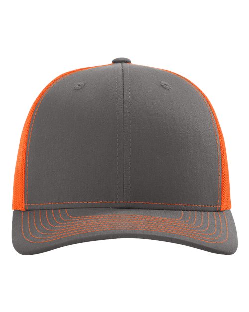 Richardson 112 — Charcoal Neon Orange front