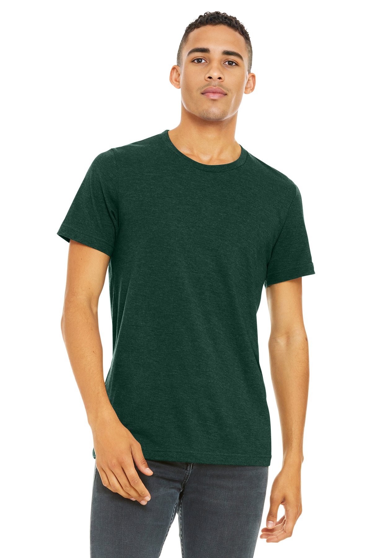 Bella + Canvas 3001CVC — Heather Emerald front