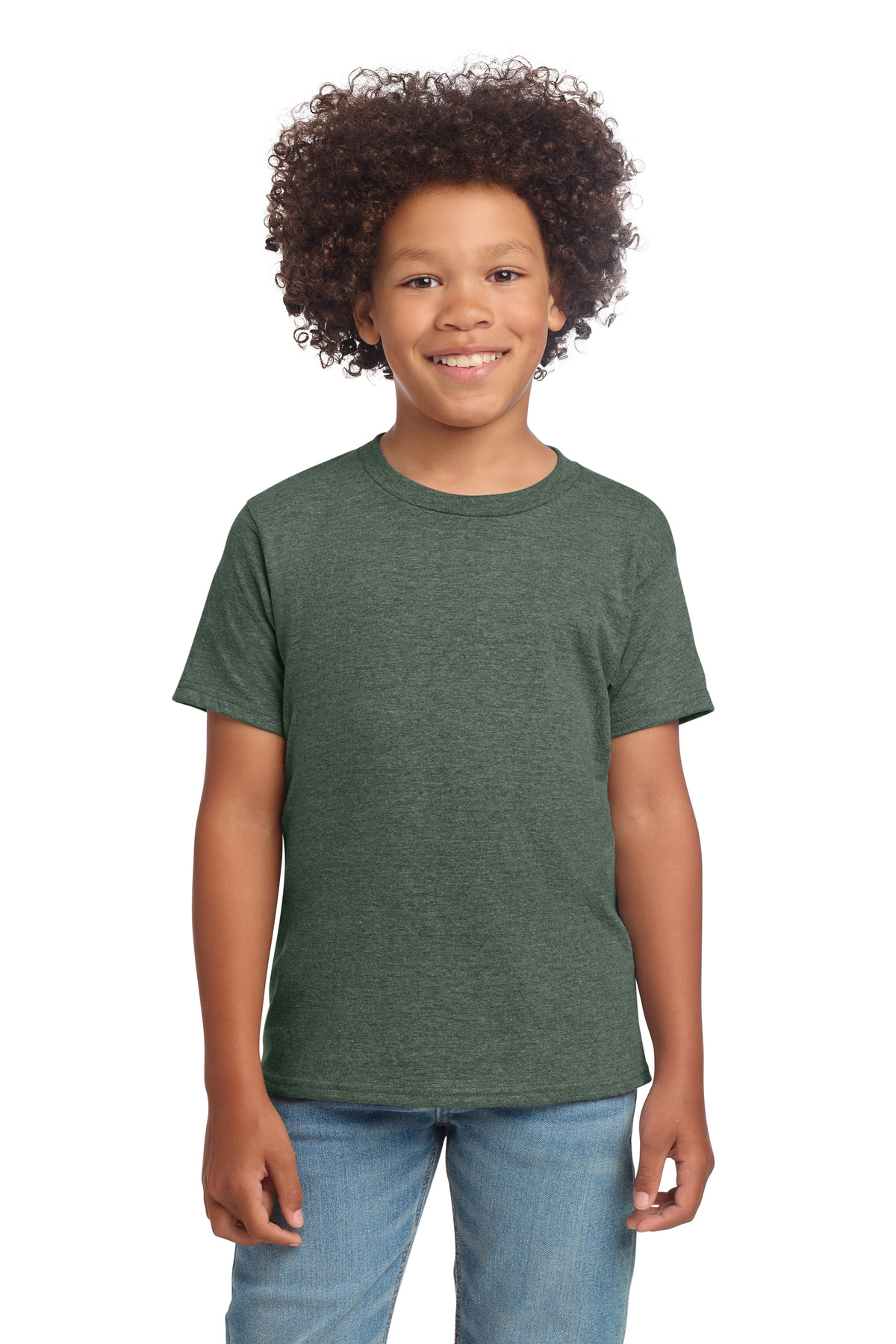 Gildan 64000B — Heather Military Green front
