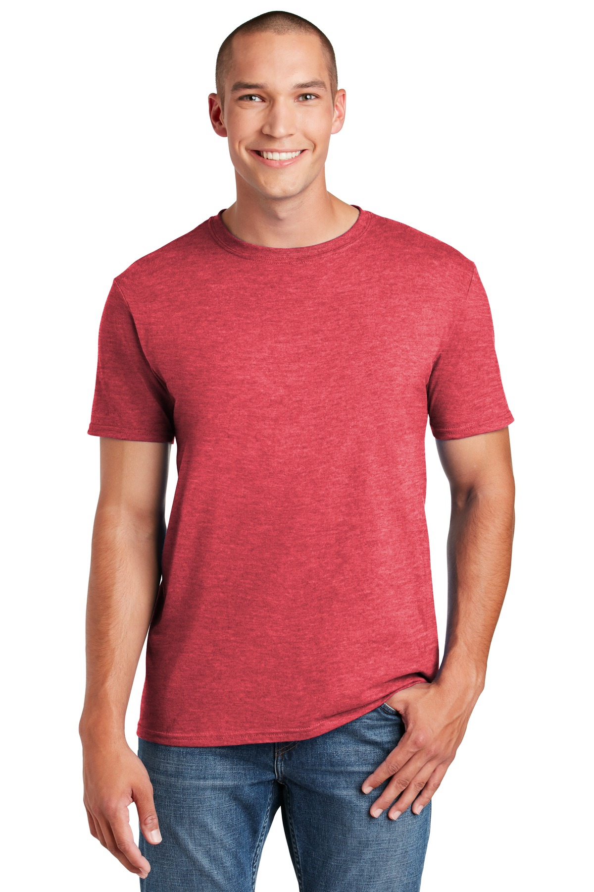 Gildan 64000 — Heather Red front