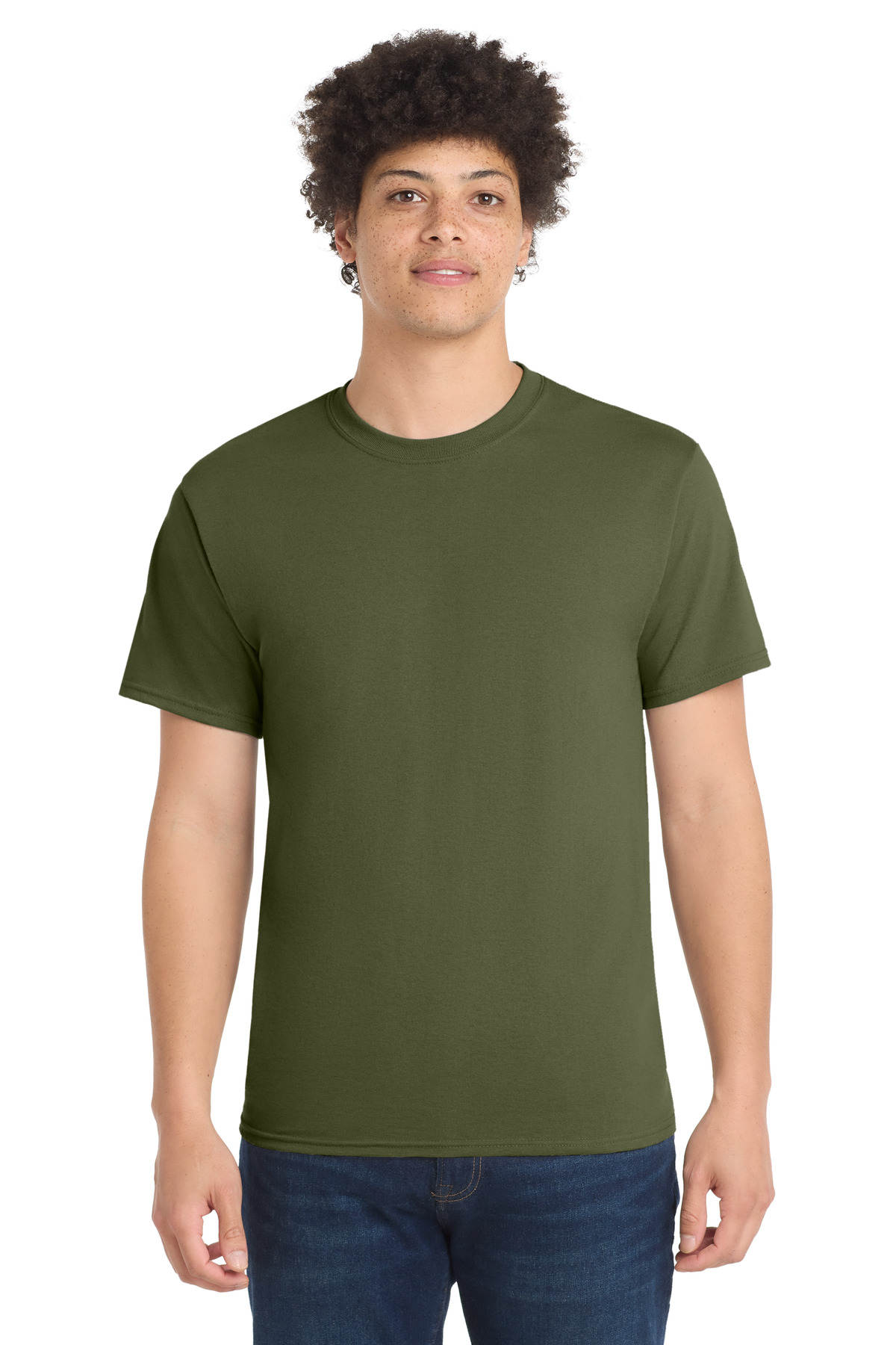 Port & Co PC55 — Olive Drab Green front