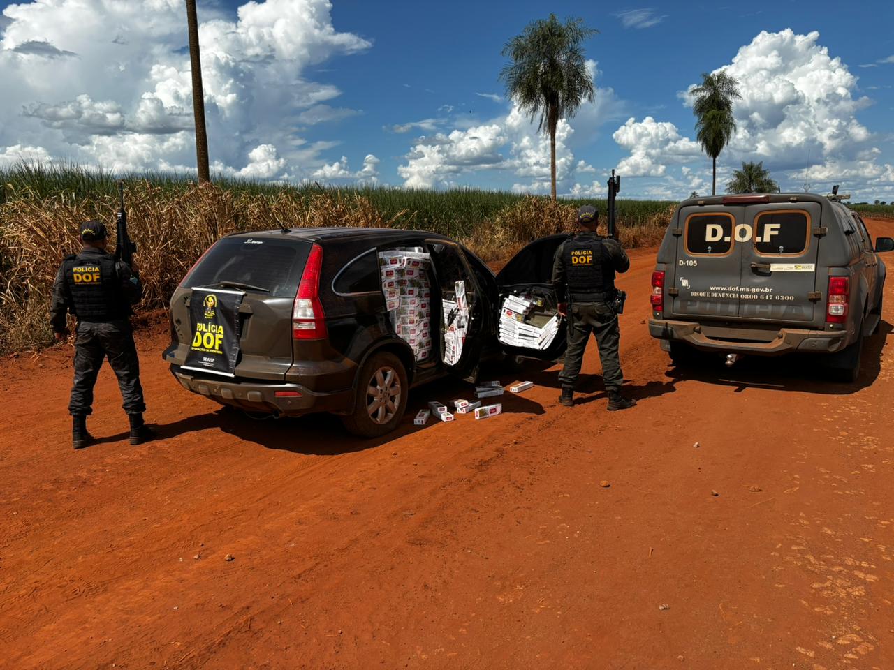 Policiais interceptam carro com carga ilegal em estrada de Rio Brilhante