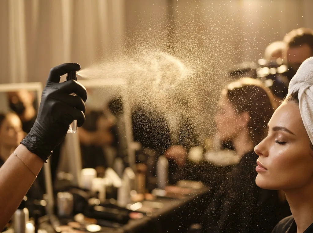 The high-energy, fast-paced environment of a backstage set, where every second and every spray counts