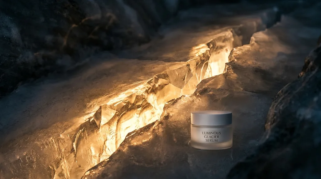 Pure mineral darkness, as if photographed inside a crevasse or cold storage The crack is the entire subject Nothing else competes