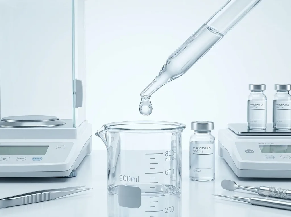 A highly precise, clinical laboratory setting emphasizing raw chemistry, safety, and standardisation