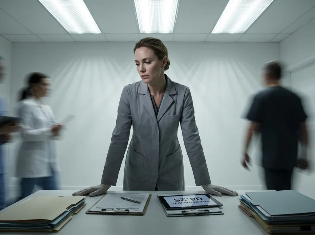 The clinical, rushed environment where patients are processed under strict time limits