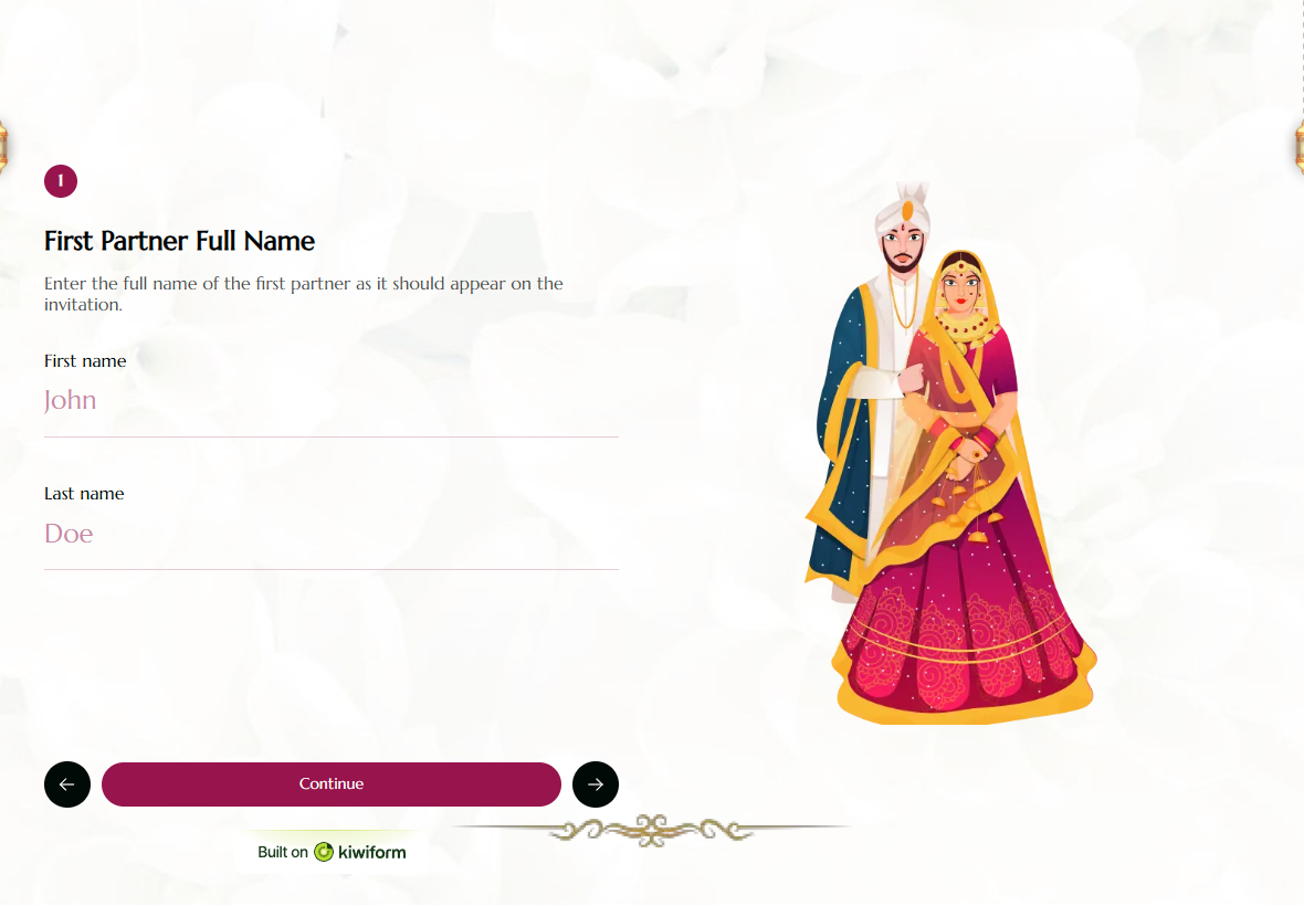 Wedding Invitation Details Form Template template preview