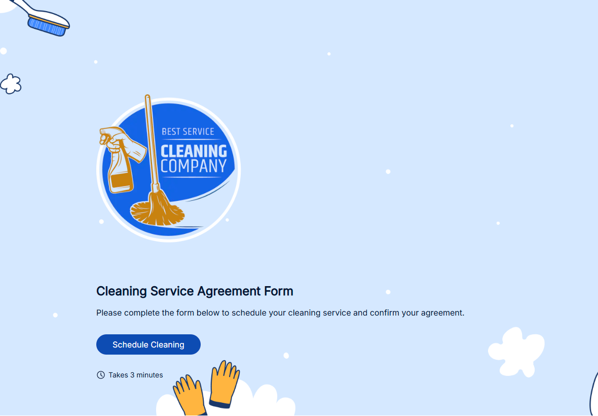 Plantilla de Formulario de Acuerdo de Servicio de Limpieza preview