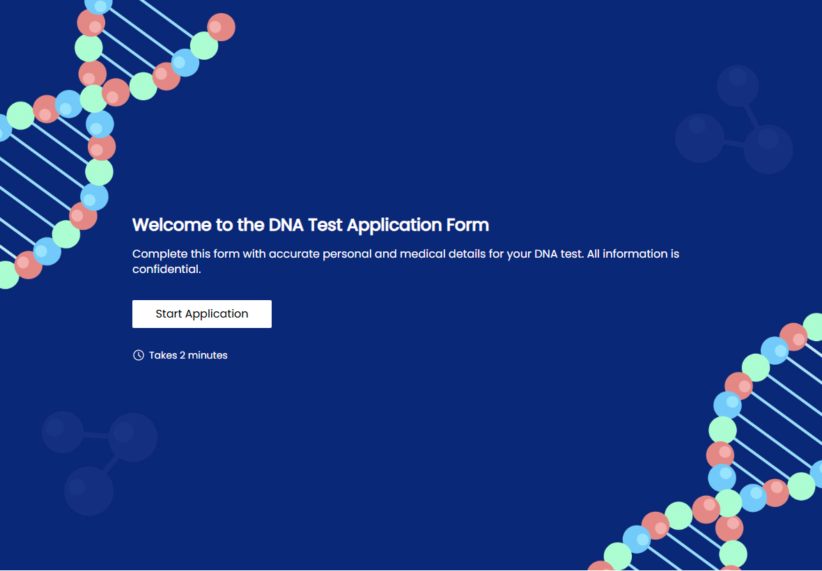 Plantilla de formulario de solicitud de prueba de ADN preview
