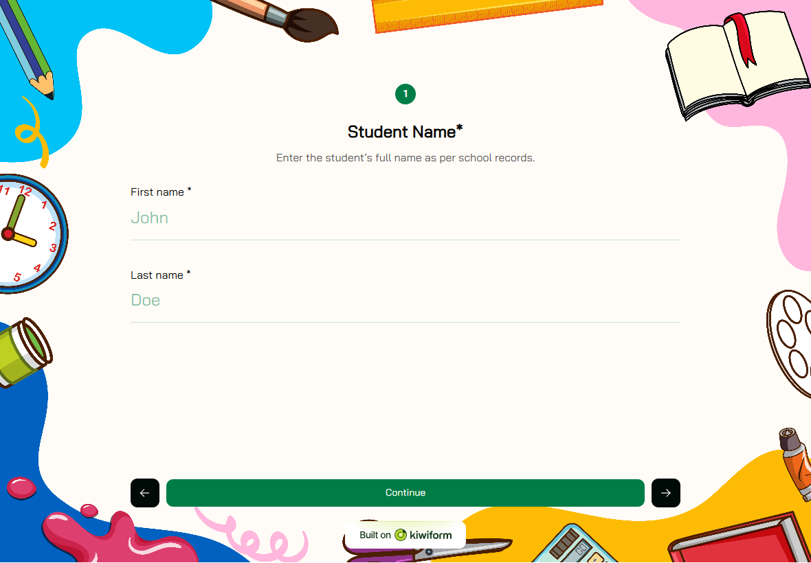 Schul-ID-Registrierungsformular-Vorlage preview