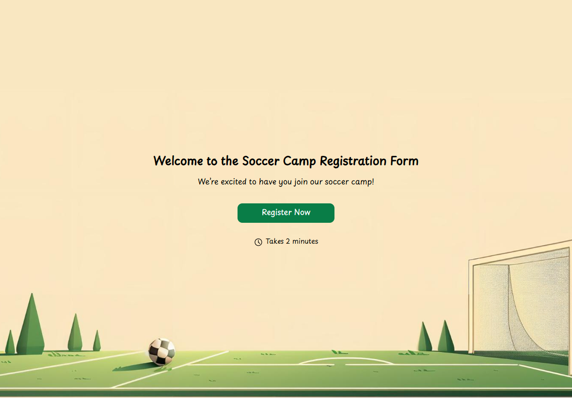 Soccer Camp Registration Form Template preview