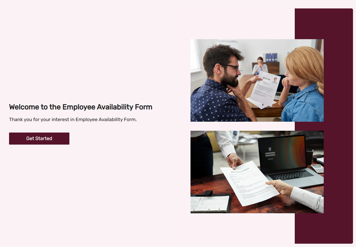 Employee Availability Form Template preview
